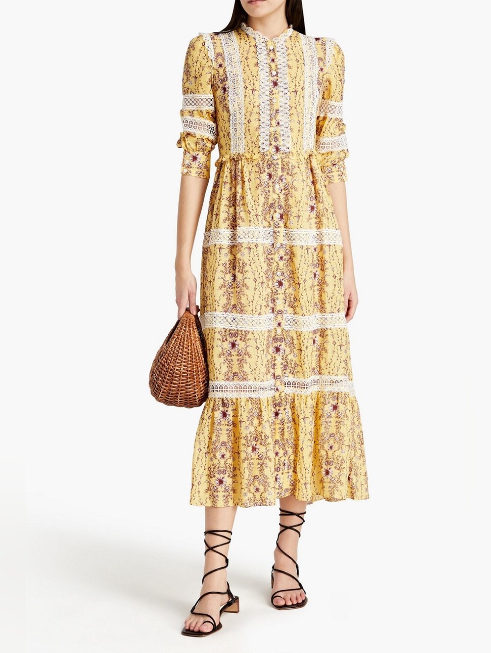 NWOT SANDRO | $580 Angeliqua Lace Detailed Maxi Dress - Picture 5 of 11